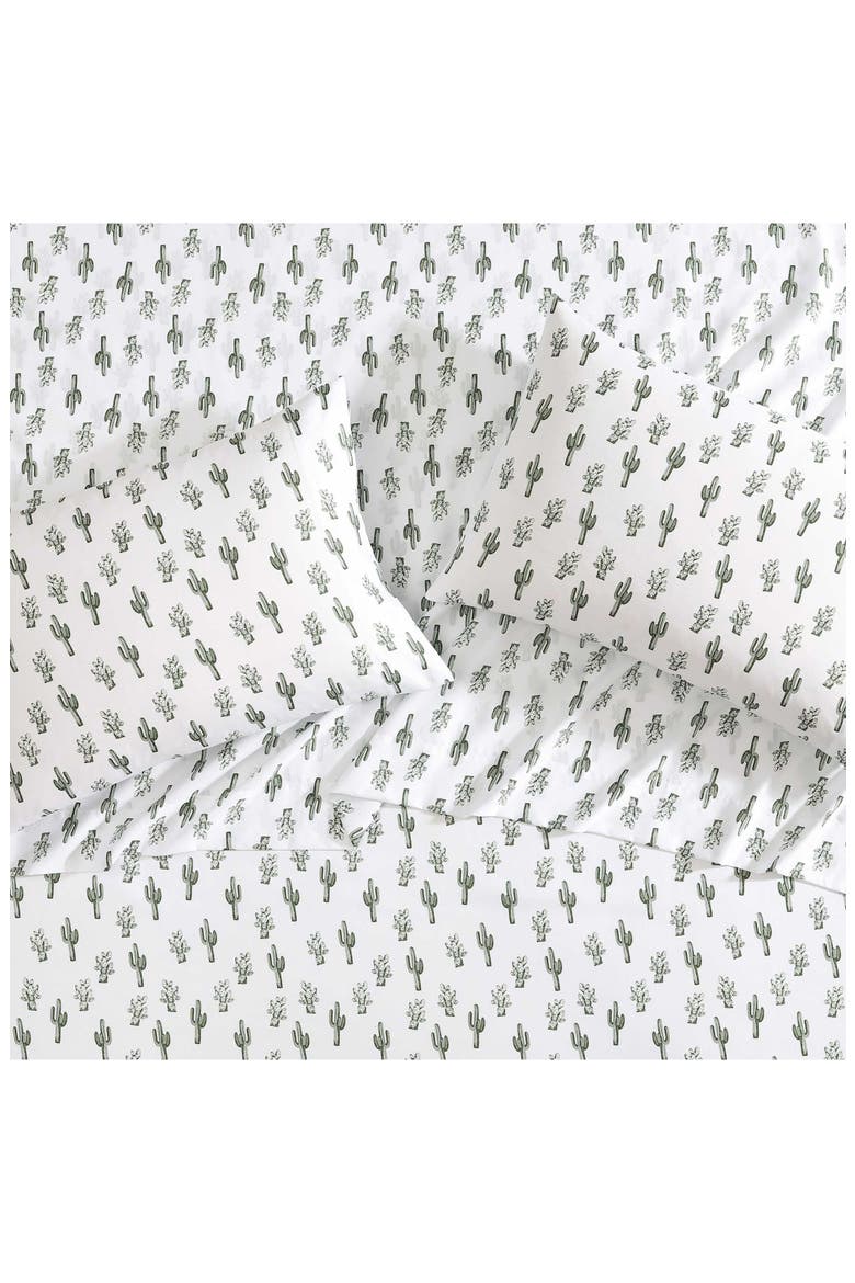 Cacti Print Microfiber Sheet Set, Alternate, color, / DARK GREEN