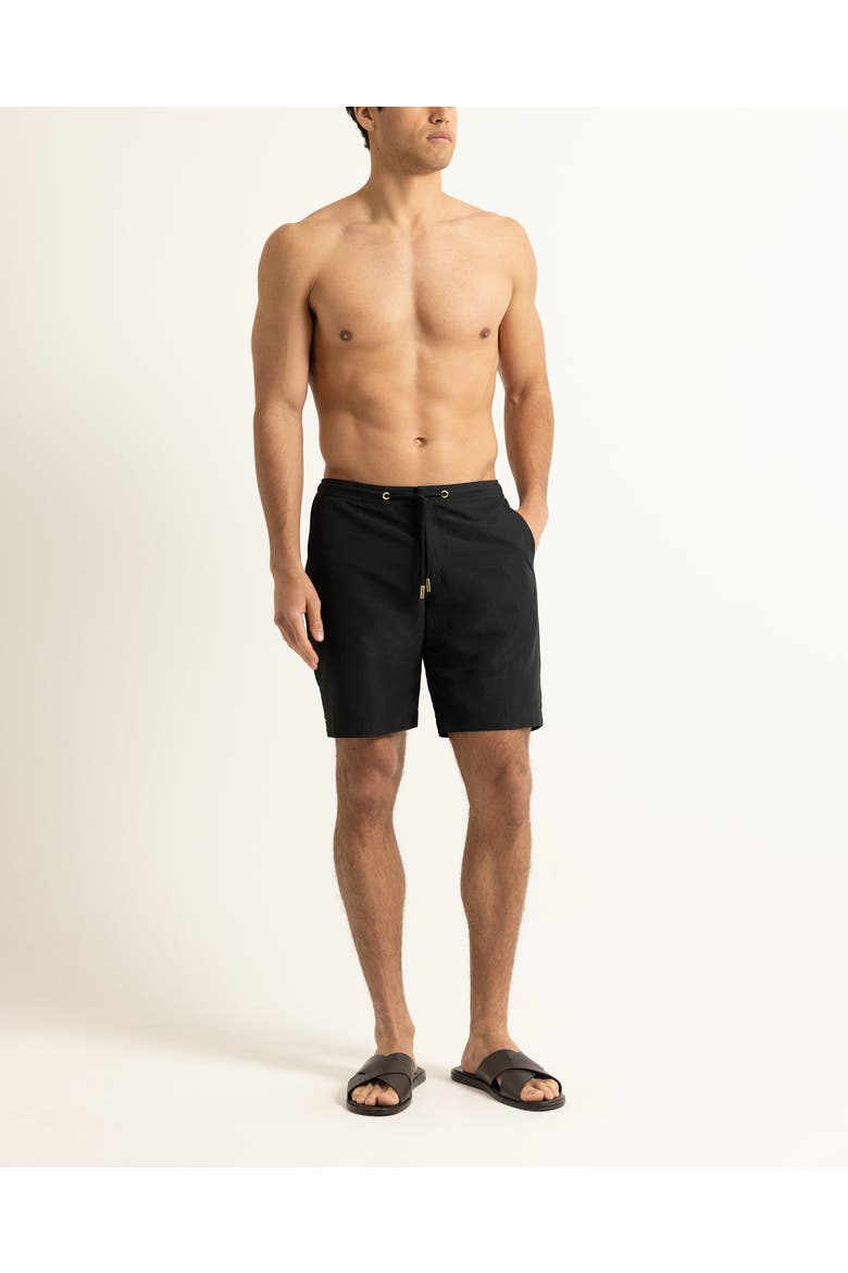 Dane Drawcord Longest-Length Classic Fit Drawcord Swim Shorts, Alternate, color, Black