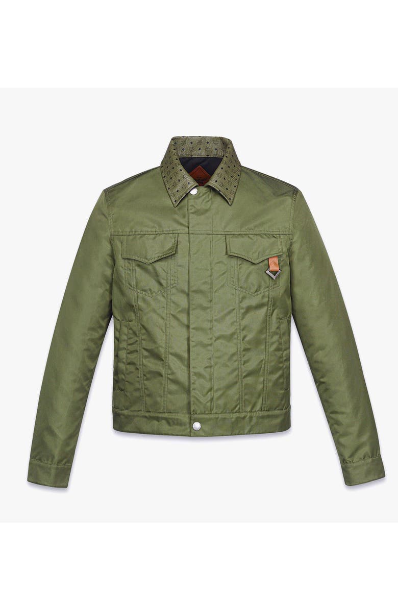 MCM Jacket in ECONYL<sup>®</sup> and Monogram Print Leather, Main, color, Green