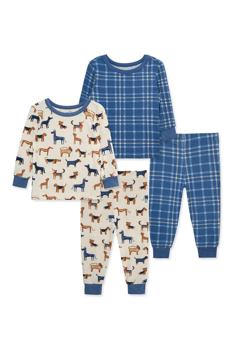 Kids' Puppies 4-Piece Pajama Set, Main, color, BLUE/ WHITE