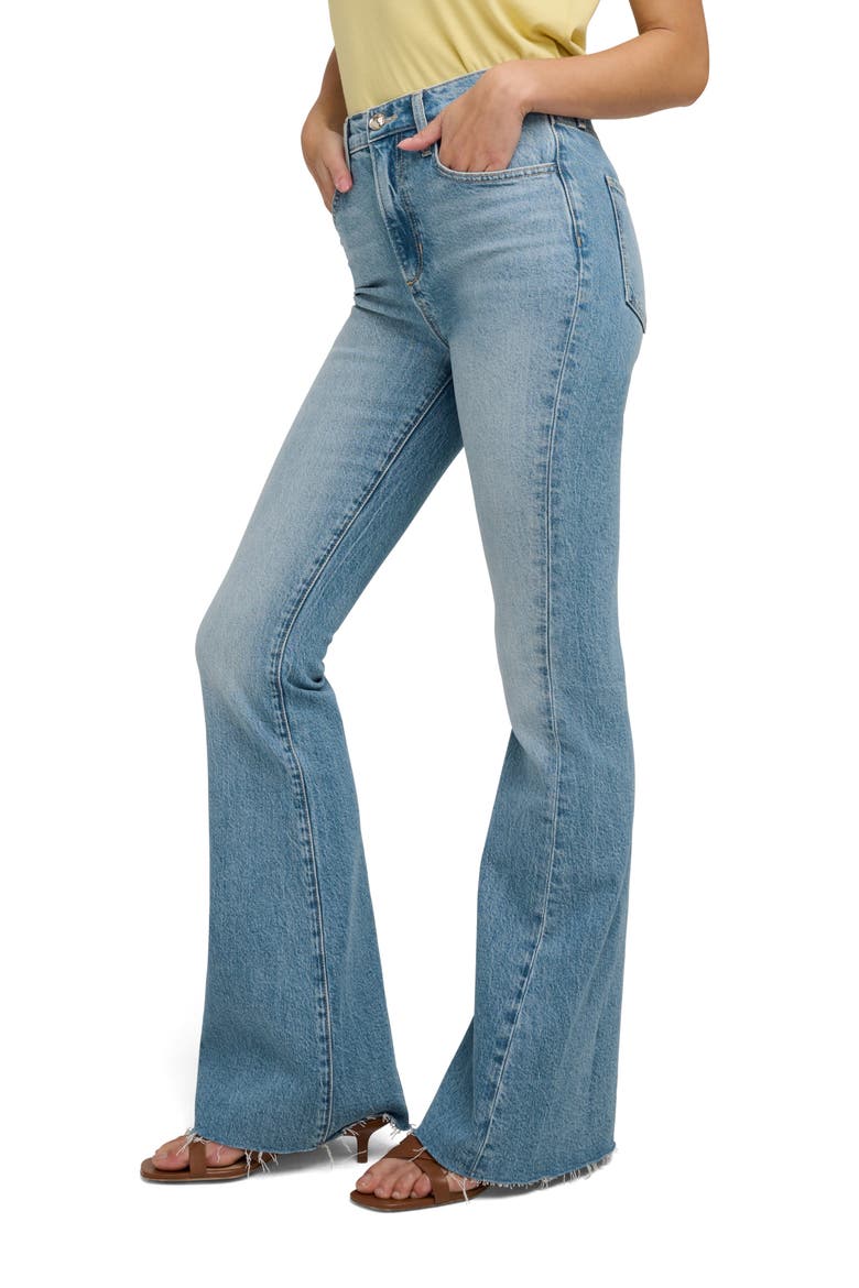 The Valentina Shortie Frayed High Waist Flare Jeans, Alternate, color, TULUM