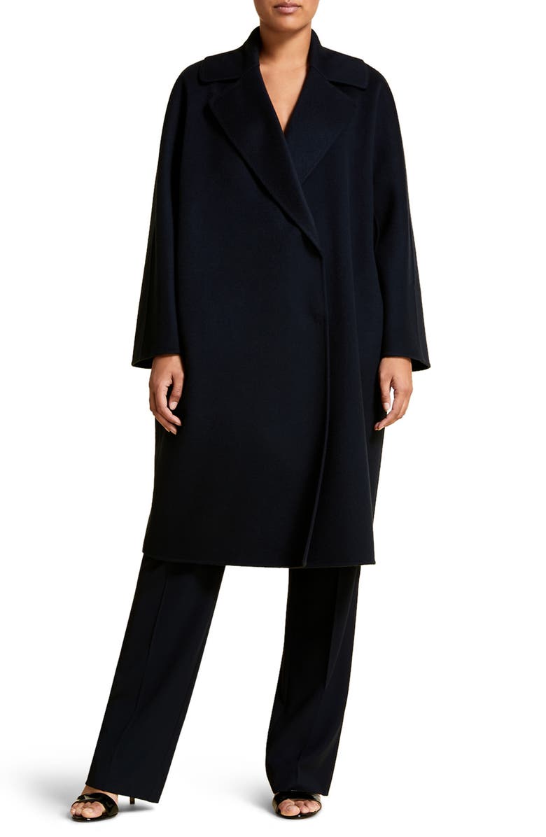 Marina Rinaldi Tabloidbis Double Breasted Wool Coat, Main, color, 