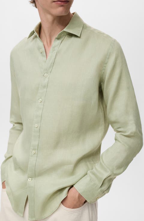 Classic Fit Linen Button-Up Shirt