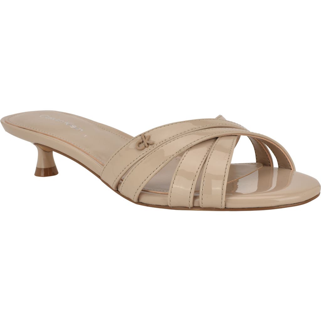 Calvin Klein Gabbie Kitten Heel Slide Sandal In Neutral