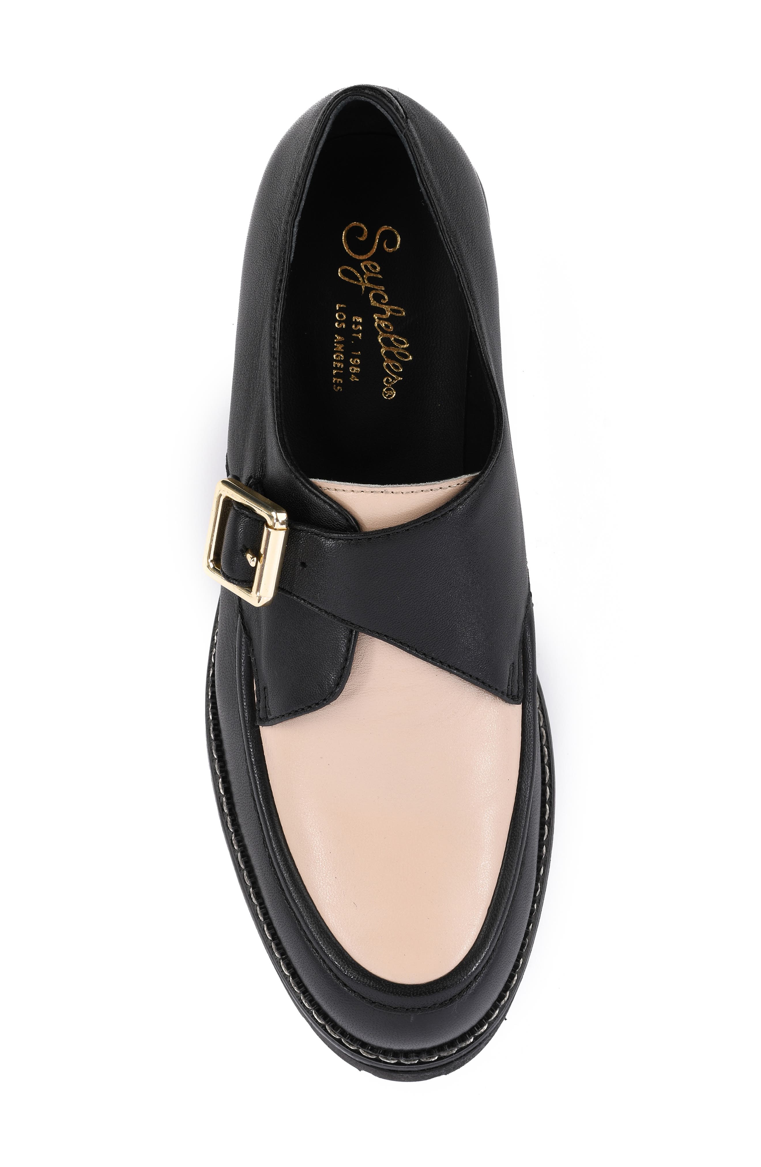 Catch Me Monk Strap Loafer, Alternate, color, BLACK/ WHITE LEATHER