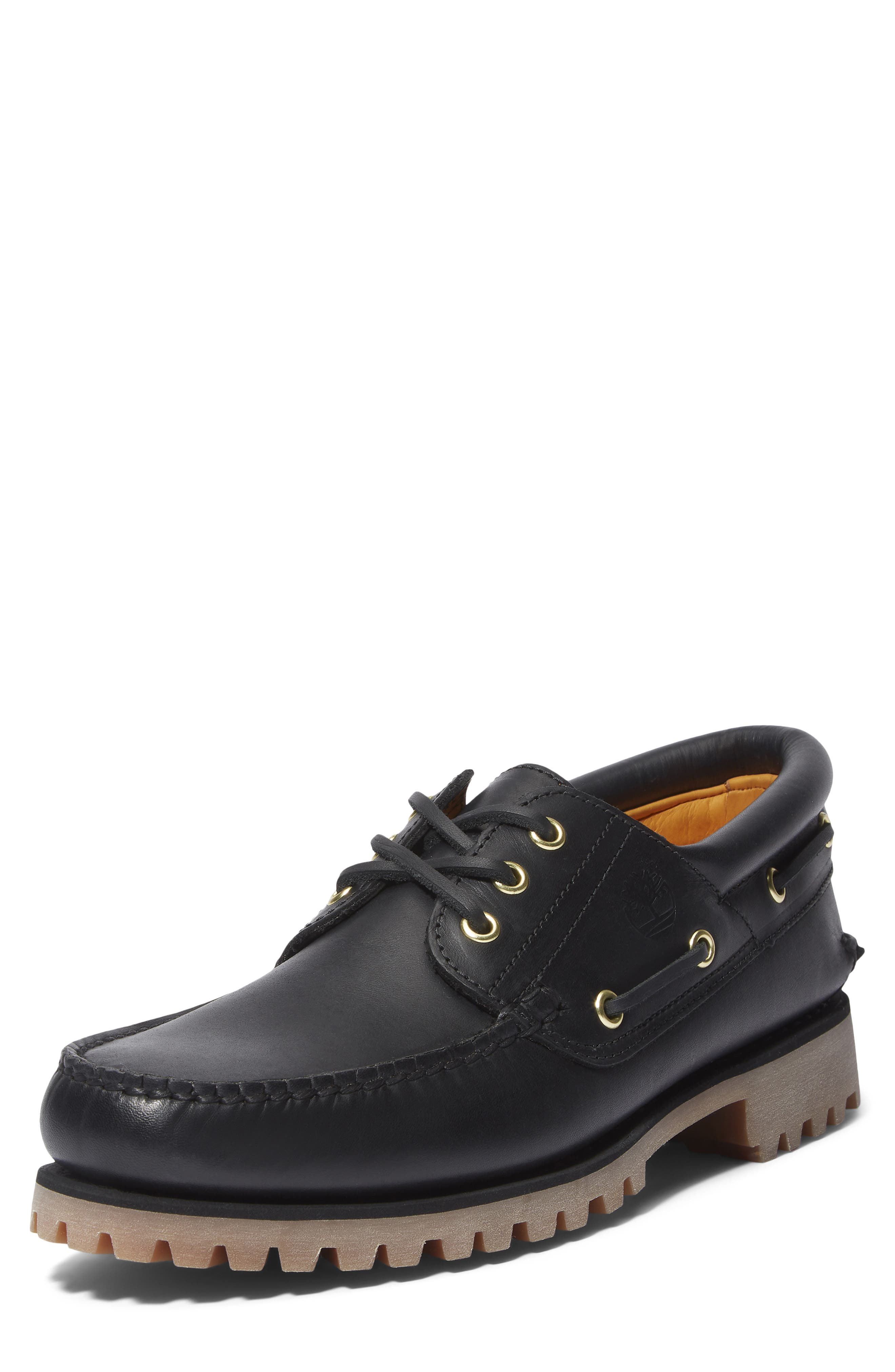 Authentic Boat Shoe, Alternate, color, BLACK FULL GRAIN