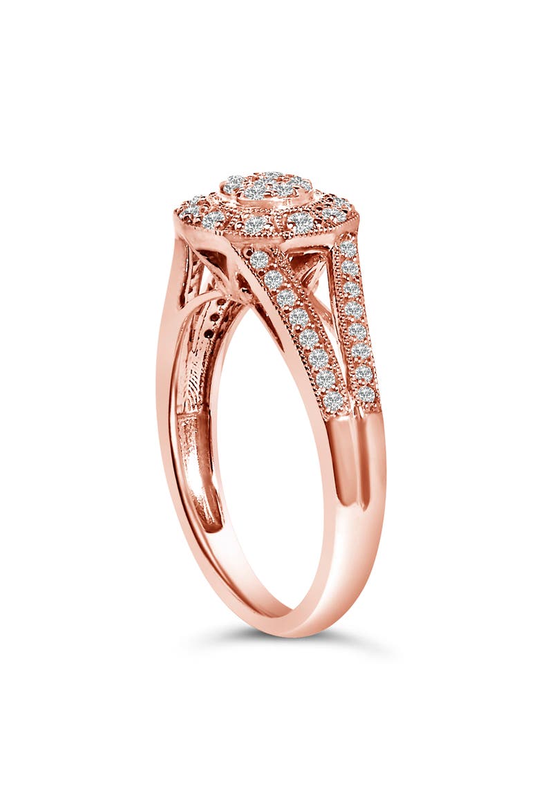 14K Gold Over Silver 1/2 Ctw Diamond Halo Cluster Cocktail Ring, Alternate, color, Rose Gold over Silver