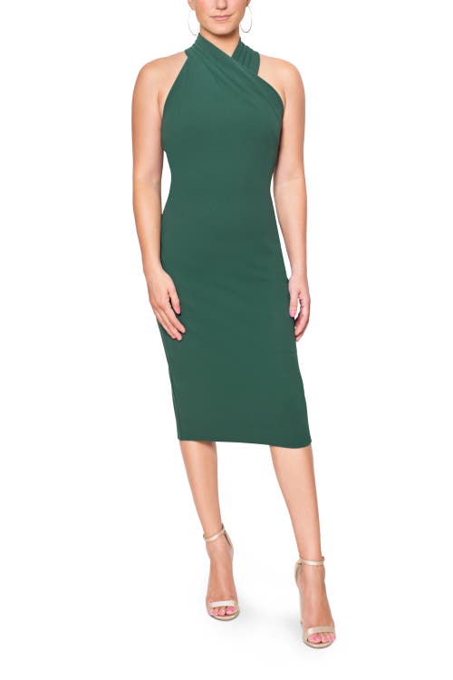 RACHEL Rachel Roy Harland Crossover Halter Midi Dress in Spruce 