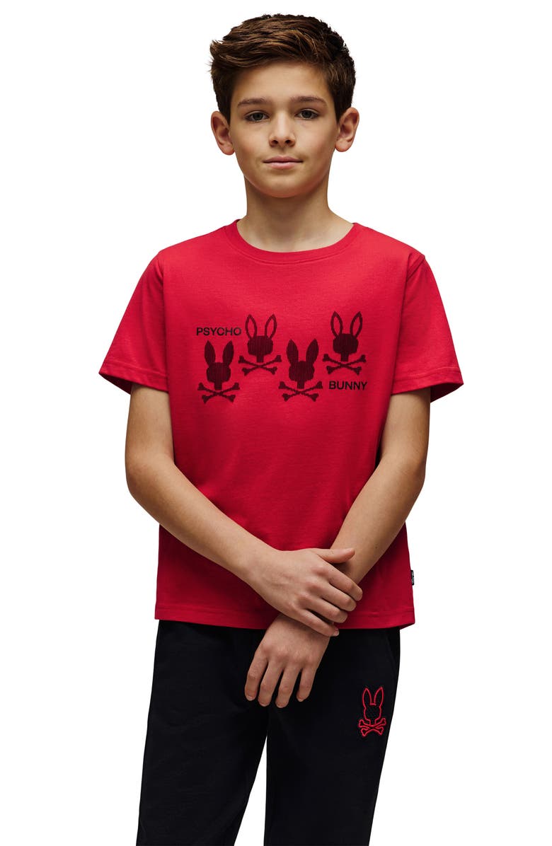 Psycho Bunny Kids' Jovan Cotton Graphic T-Shirt, Alternate, color, Tango Red