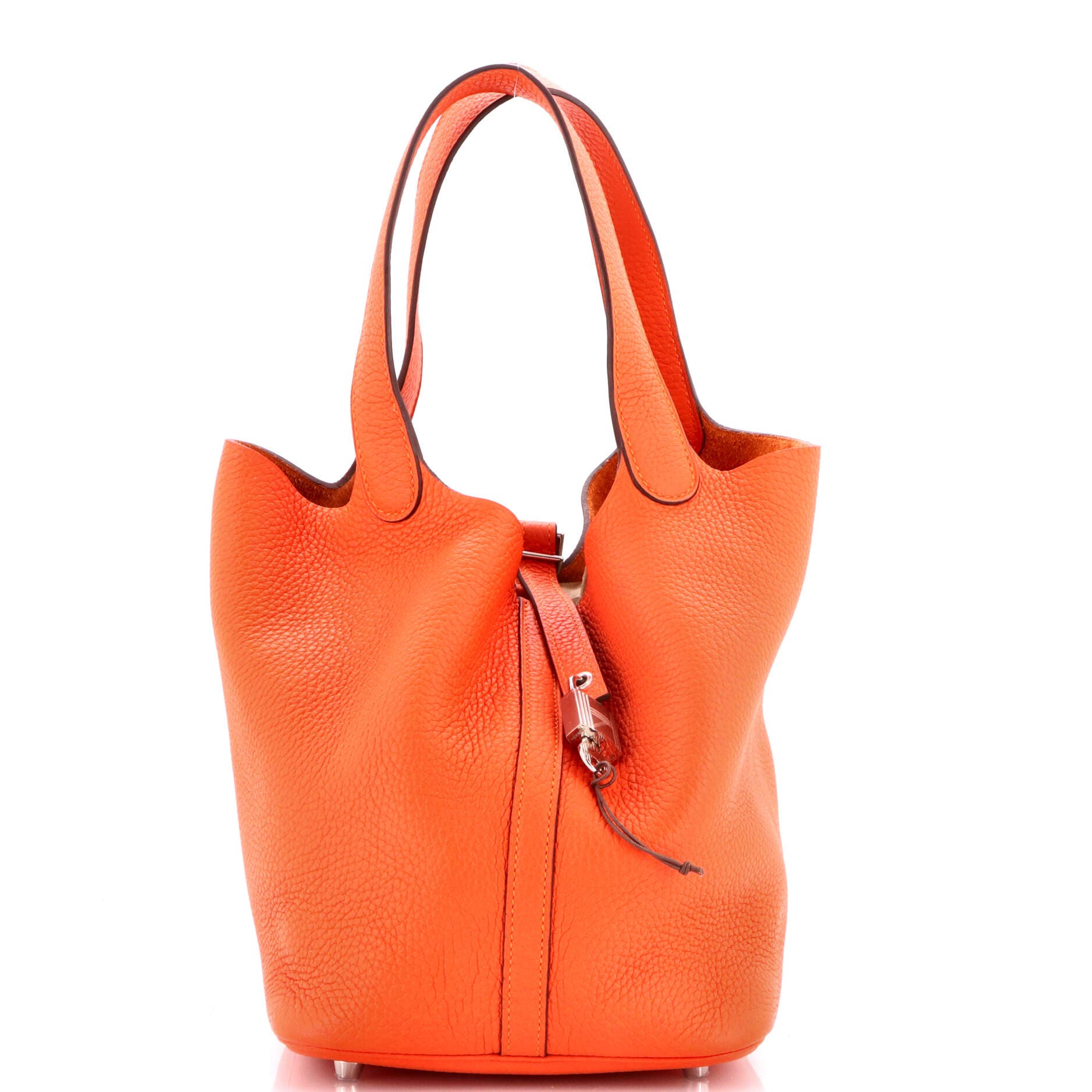 Pre-Owned Hermes Picotin Lock Bag Clemence MM, Main, color, Feu