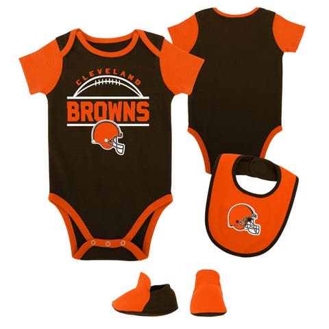 Newborn & Infant Brown/Orange Cleveland Browns Home Field Advantage Three-Piece Bodysuit, Bib & Booties Set