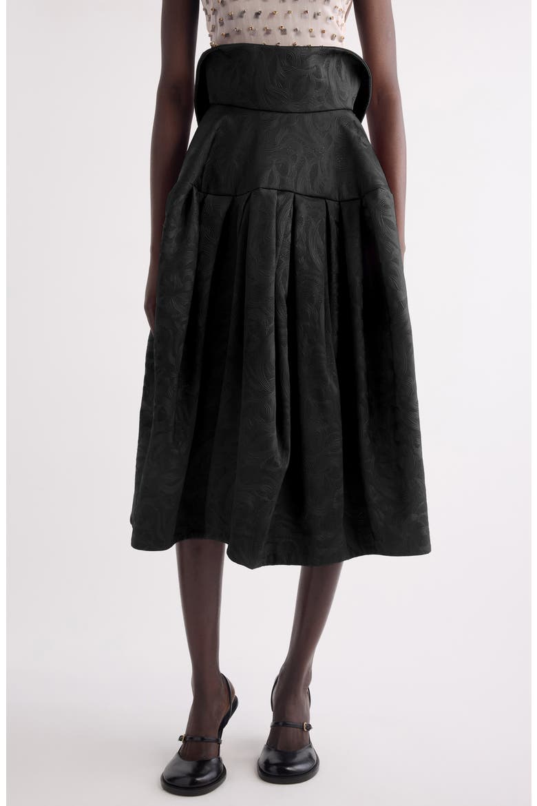 Saffy Jacquard High Waist Midi Skirt, Main, color, BLACK