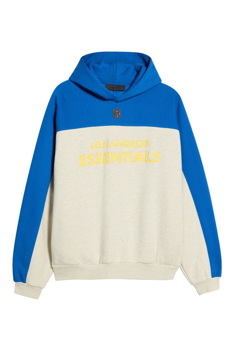 Los Angeles Rams 90s Relaxed Colorblock Hoodie, Main, color, VANILLA HEATHER/ ESTATE BLUE