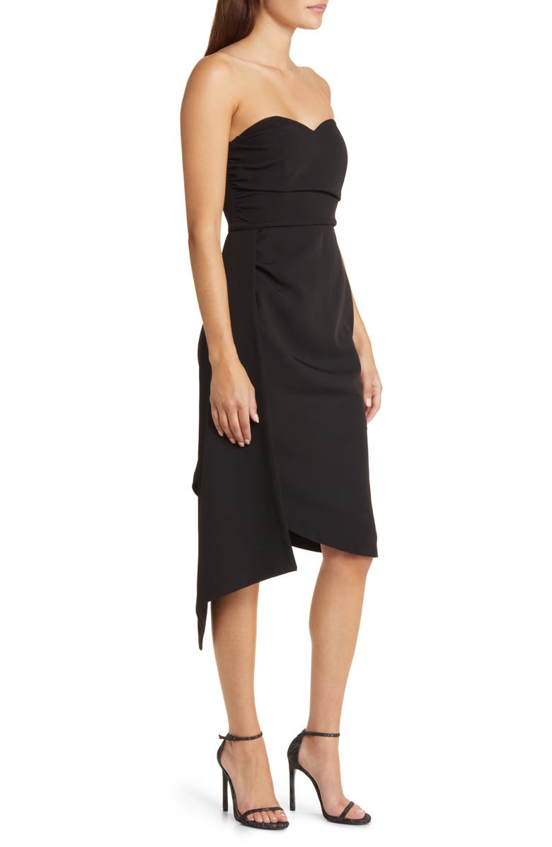 Jewel Badgley Mischka Side Drape Strapless Cocktail Dress, Alternate, color,