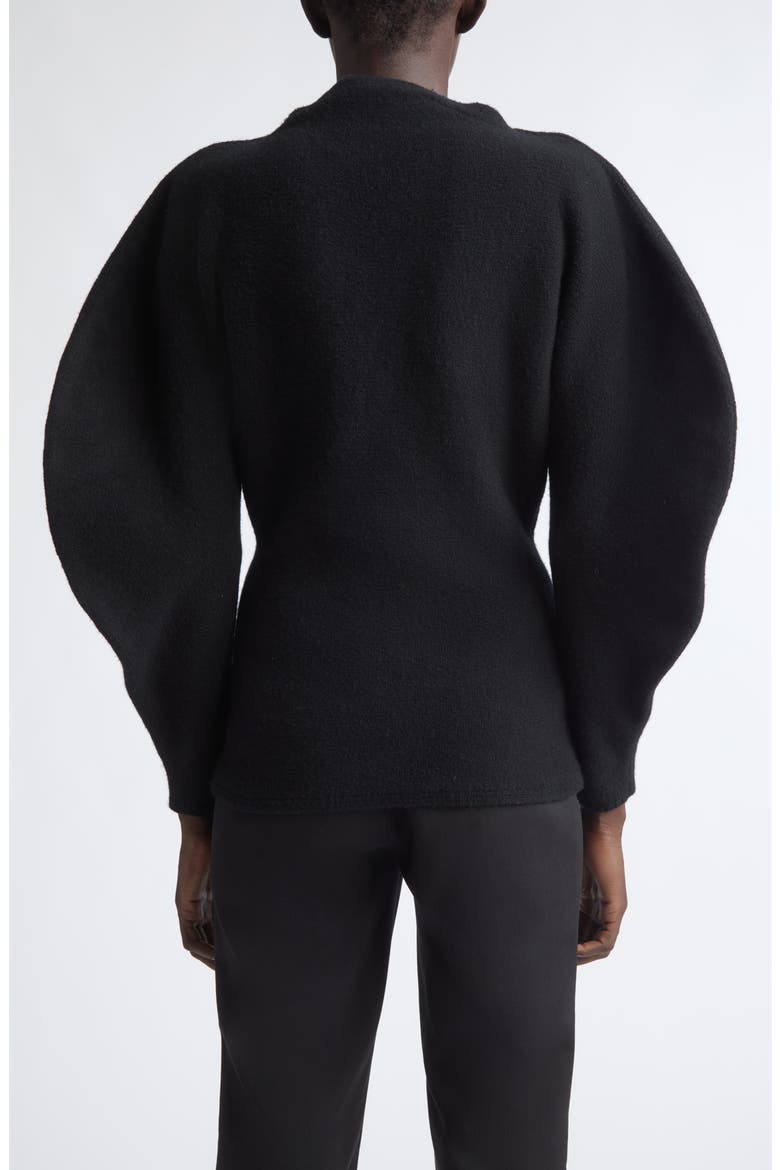 Puff Sleeve Wool & Cashmere Sweater, Alternate, color, BLACK