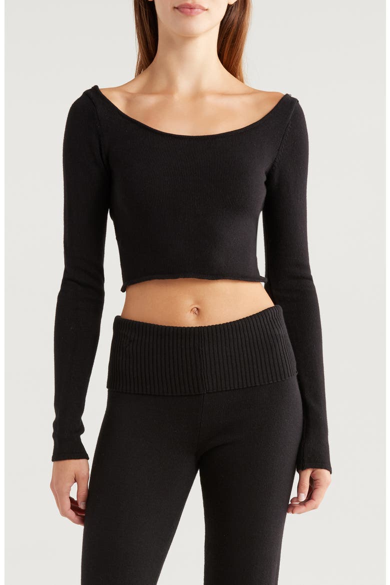 Cross Back Crop Sweater, Main, color, BLACK
