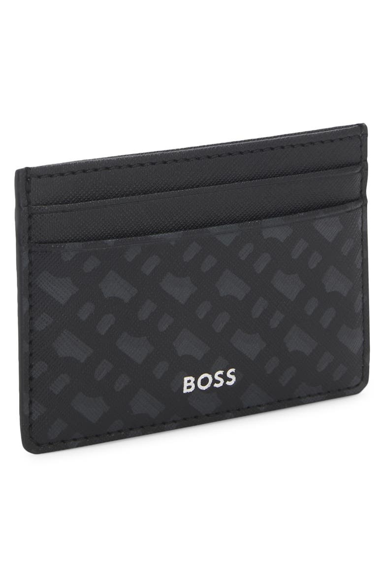 Zair Bonded Leather Card Holder, Alternate, color, BLACK