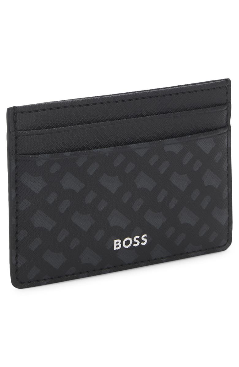 HUGO Zair Bonded Leather Card Holder, Alternate, color, Black