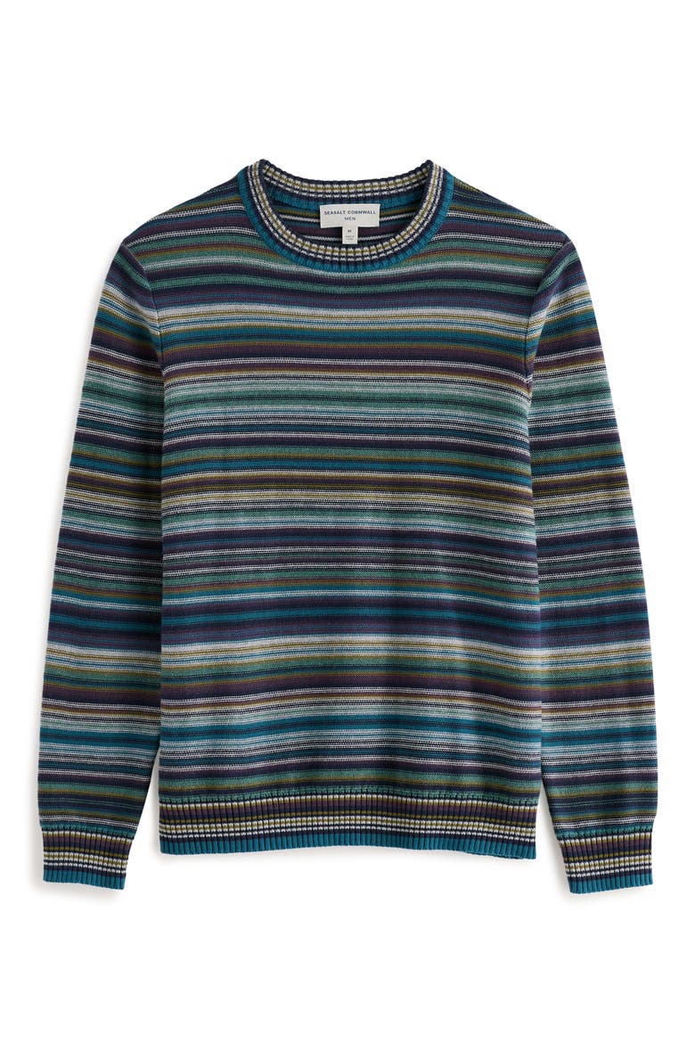 Trenale Stripe Organic Cotton Crewneck Sweater, Alternate, color, SOWN SQUALL
