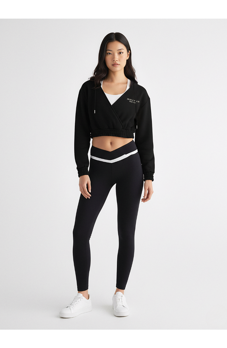 REVYVE ACTIVE Cropped V-Neck Hoodie, Alternate, color, Black