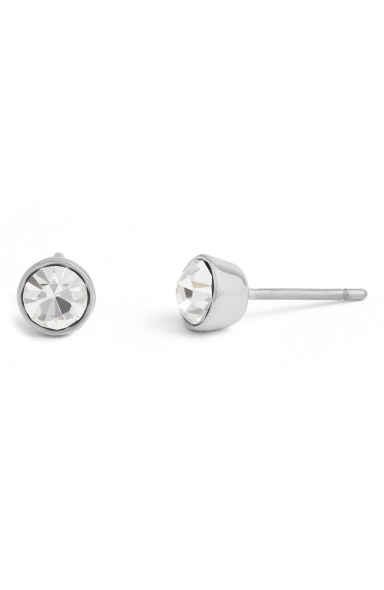 COACH Halo Crystal Stud Earrings, Main, color, Crystal/ Rhodium