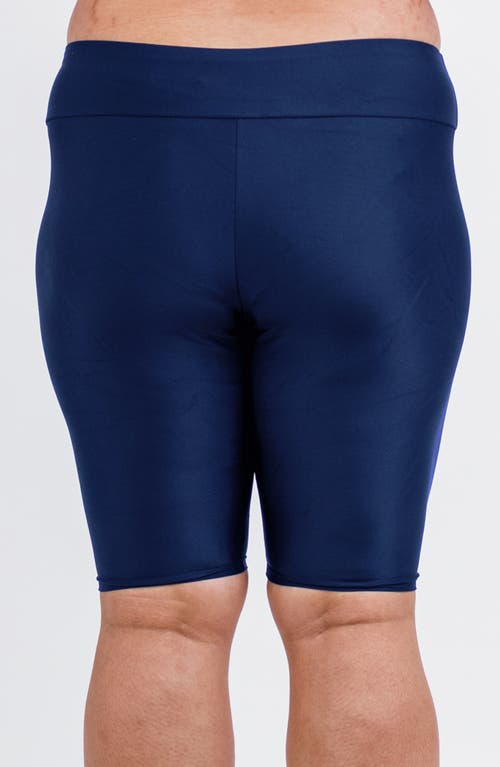 Calypsa Plus Size Long Bike Swim Shorts In Blue