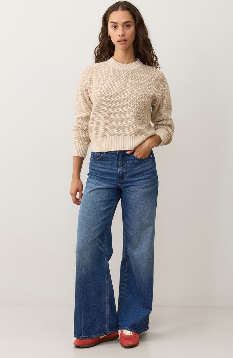 Marine Layer Robin Text Crewneck Sweater, Alternate, color, Almond