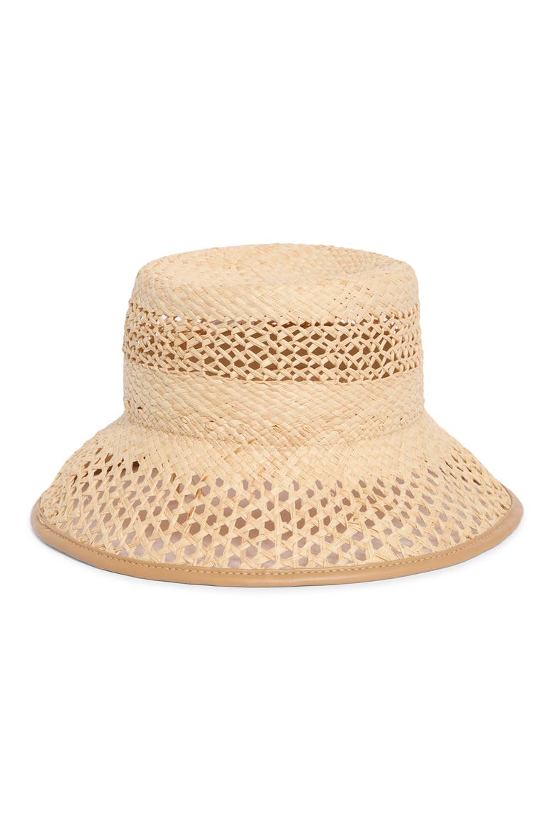 Open Weave Raffia Bucket Hat, Alternate, color, NATURAL