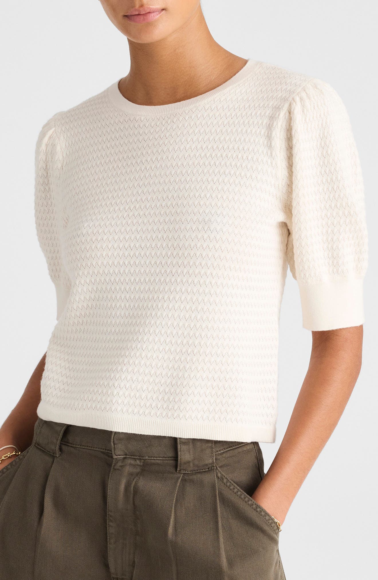 Madewell Puff Sleeve Merino Wool & Silk Sweater