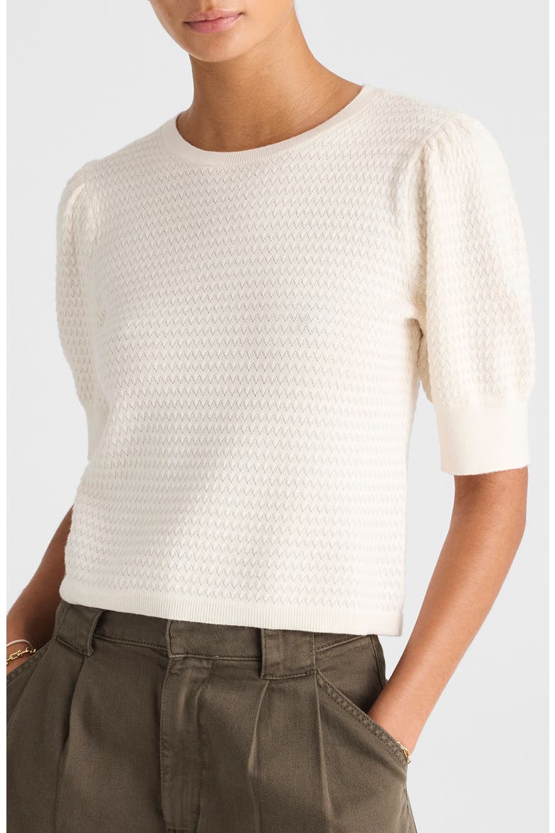 Puff Sleeve Merino Wool & Silk Sweater, Main, color, IVORY