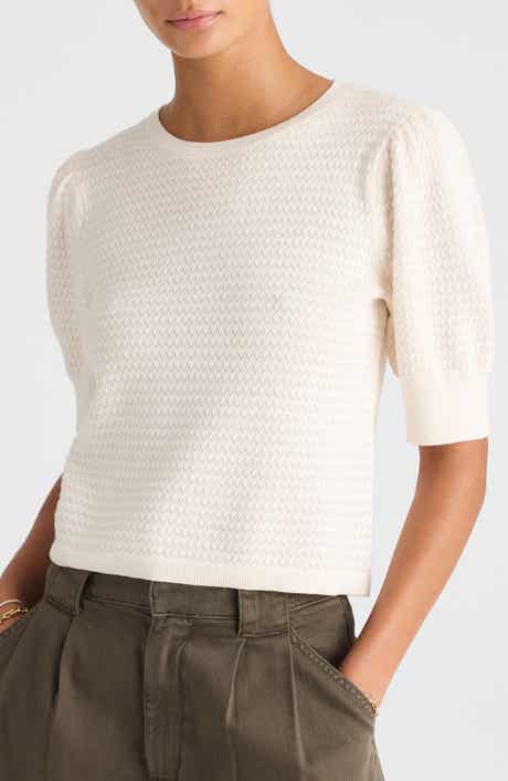 Madewell Puff Sleeve Merino Wool & Silk Sweater