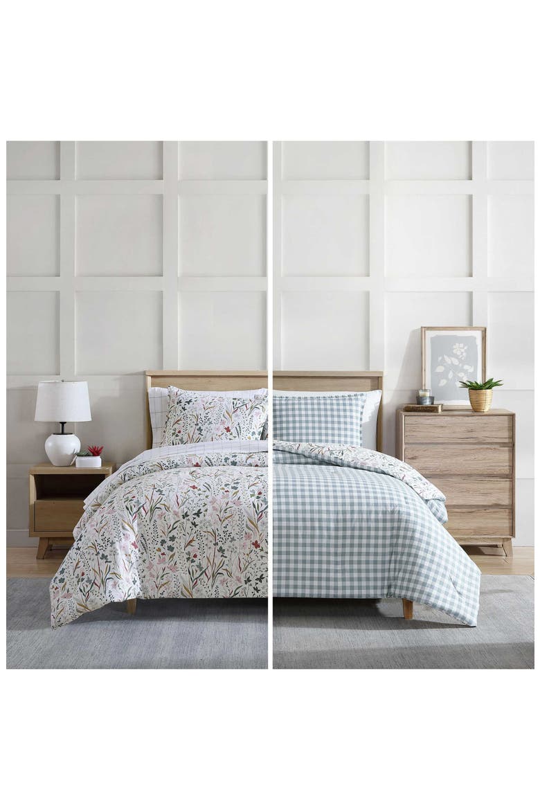 Woodland Forest Cotton Reversible Comforter Set, Alternate, color, WHITE/ GREY/ ROSE PINK
