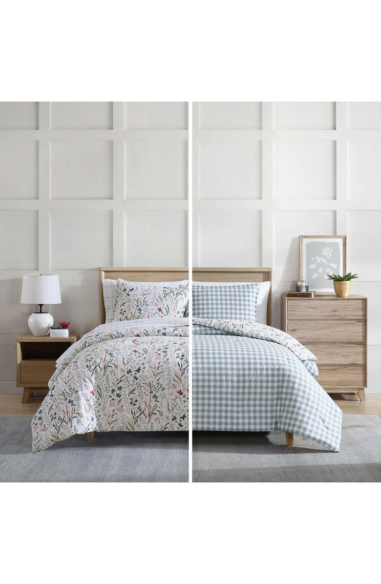 Eddie Bauer Woodland Forest Cotton Reversible Comforter Set, Alternate, color, White/ Grey/ Rose Pink