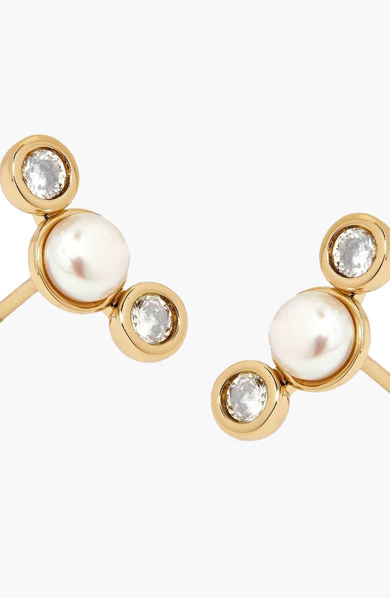 YOJ Malvo Mini Pearl Stud Earring in Gold, Alternate, color, Gold