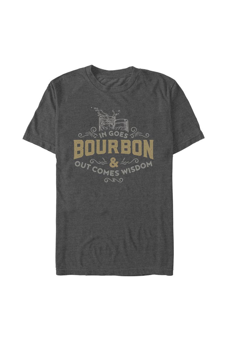 Men's In Goes Bourbon & Out Comes Wisdom Short Sleeve Graphic T-Shirt, Main, color, Charcoal Heather