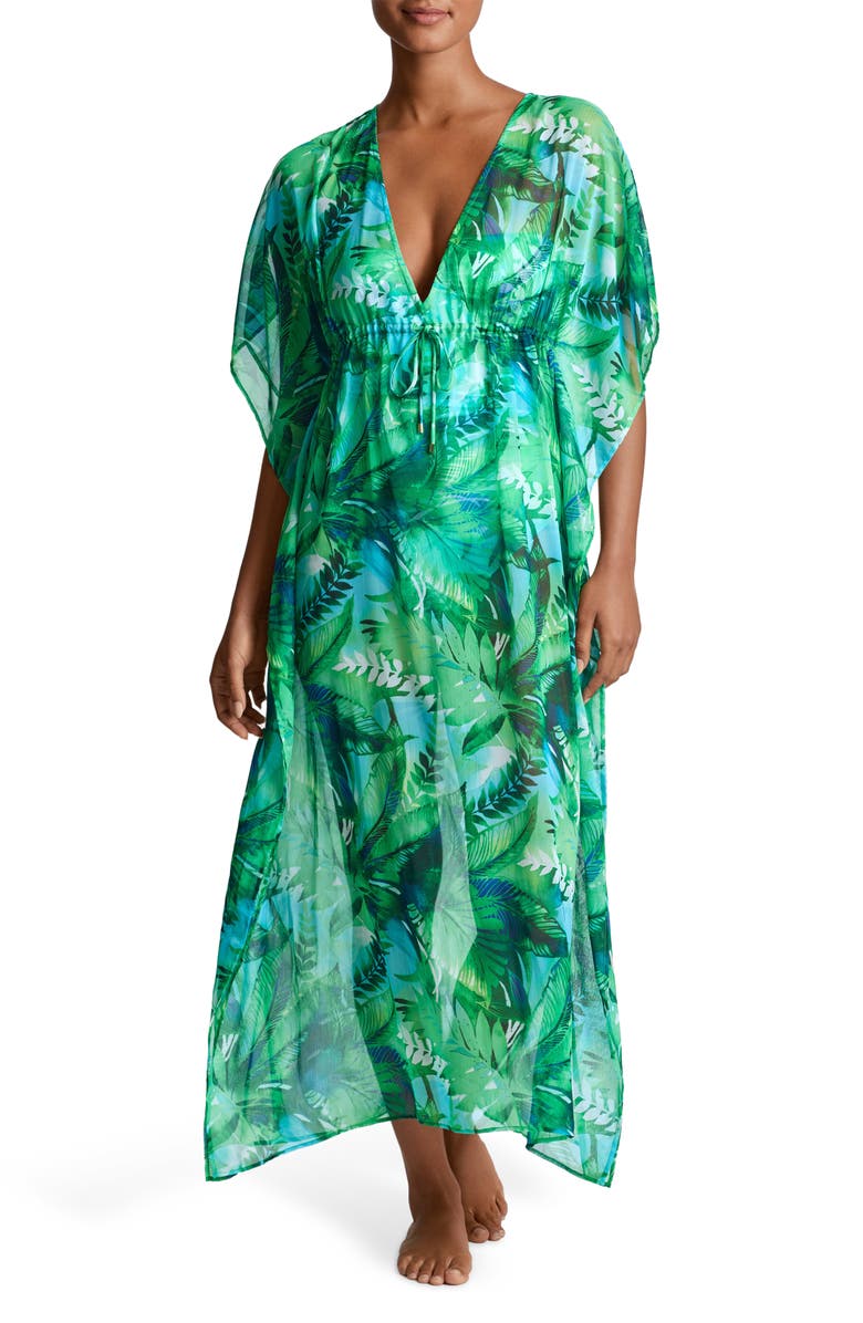 Lauren Ralph Lauren Cover-Up Midi Caftan, Main, color, Green Multi