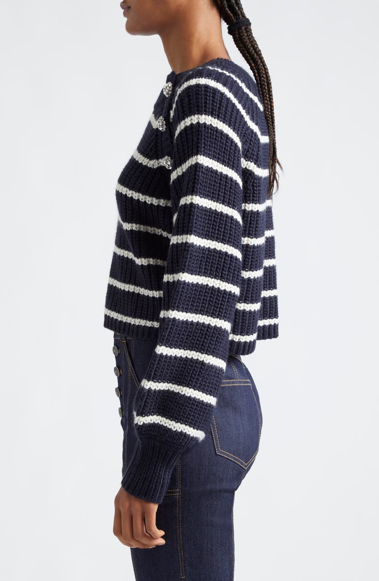 Cinq à Sept Keren Stripe Sweater, Alternate, color, Navy/ Ivory