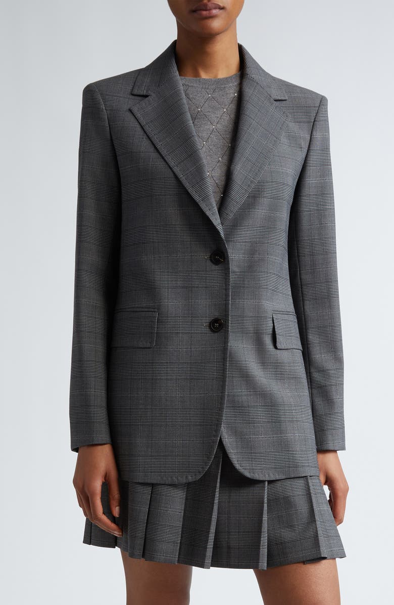 Max Mara Studio David Glen Plaid Wool Blend Blazer, Main, color,