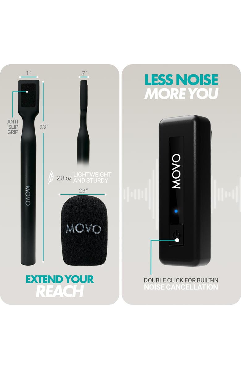 MOVO Wireless Mini UC-Duo USB-C Wireless Microphone for iPhone 15/16/Android, Alternate, color, Black