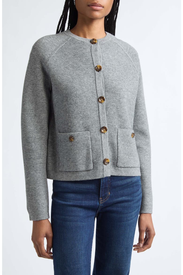 Elwood Merino Wool & Cashmere Knit Jacket, Main, color, MEDIUM HEATHER GREY