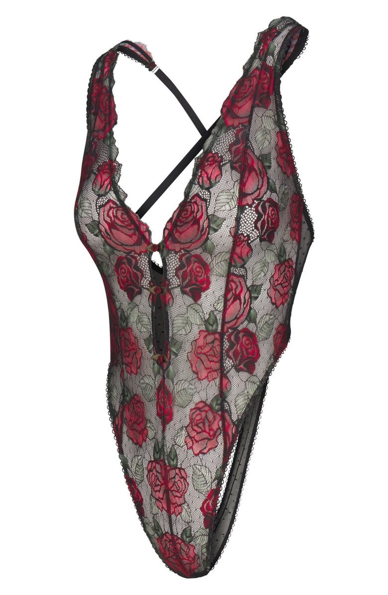 SAVAGE X FENTY Les Roses Lace Teddy, Alternate, color,