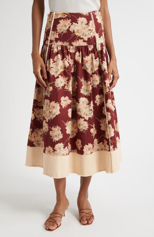 Cinq À Sept Mae Bouquet Fray Maxi Skirt In Brown