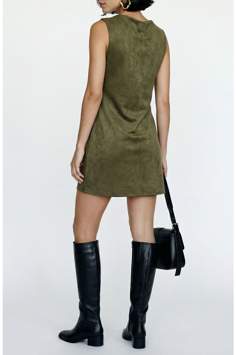 Bella Faux Suede Cowl Neck Sleeveless Shift Dress, Alternate, color, WINTER MOSS
