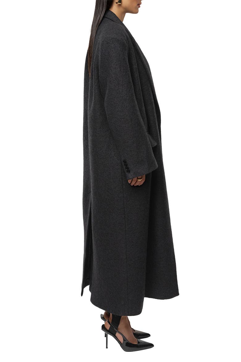 Double Breasted Wool Blend Coat, Alternate, color, BLACK
