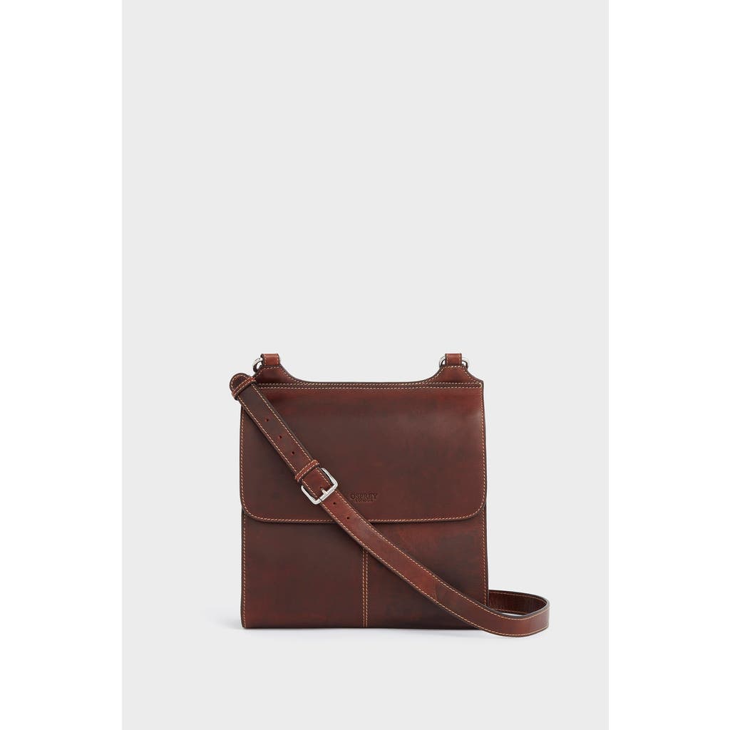 Osprey London The Narissa Large Leather Crossbody Bag In Brown