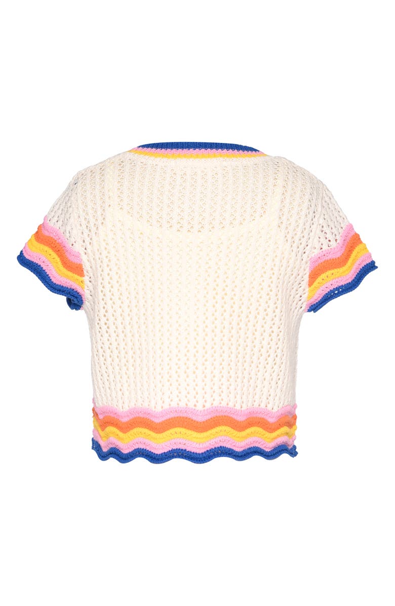 Hannah Banana Kids' Scalloped Open Knit T-Shirt, Main, color,