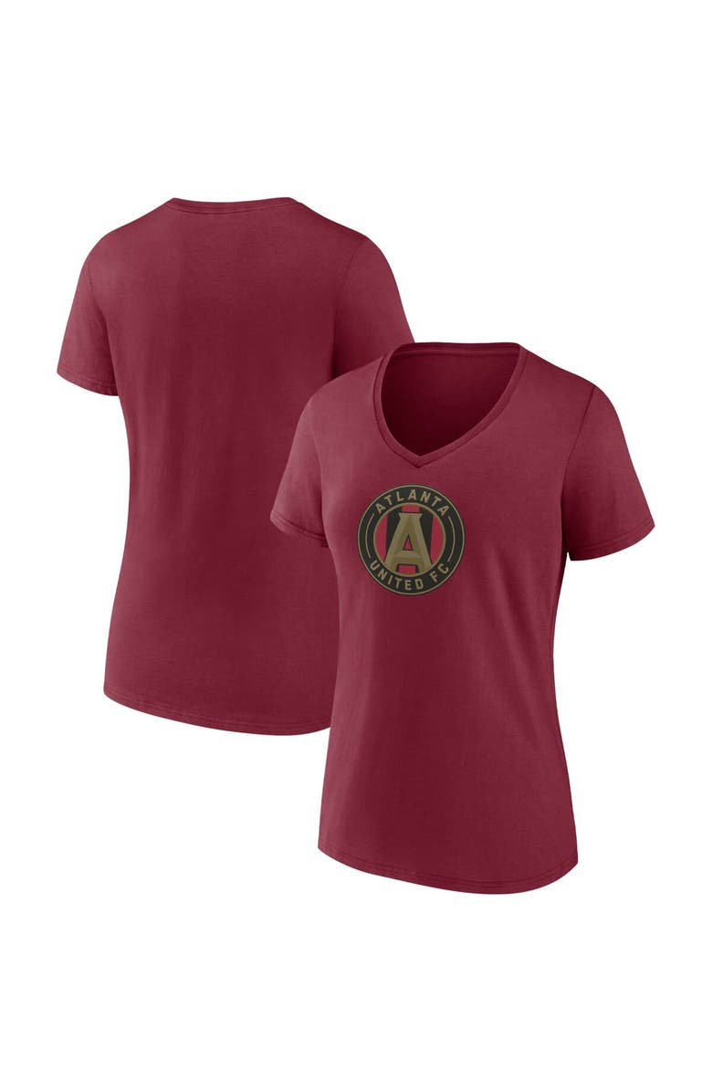 FANATICS Women's Fanatics Branded Red Atlanta United FC Logo V-Neck T-Shirt, Main, color, Red