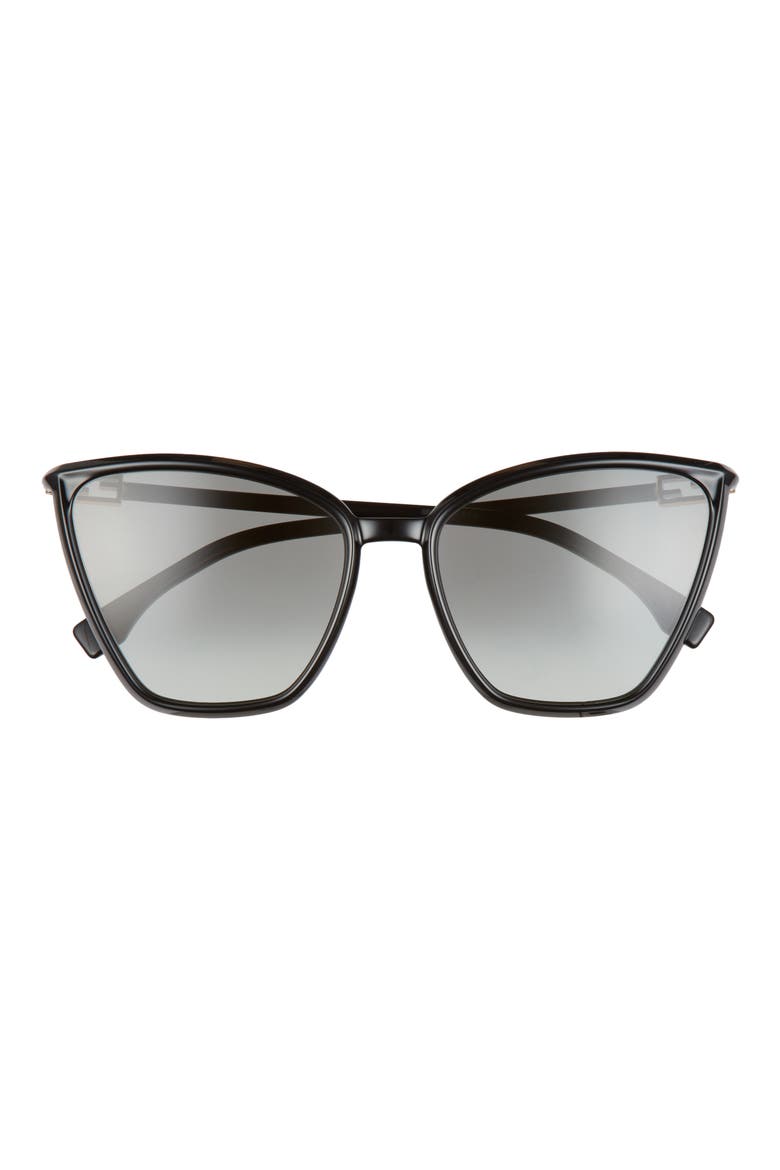 60mm Gradient Cat Eye Sunglasses, Main, color, BLACK/ GREY SHADED