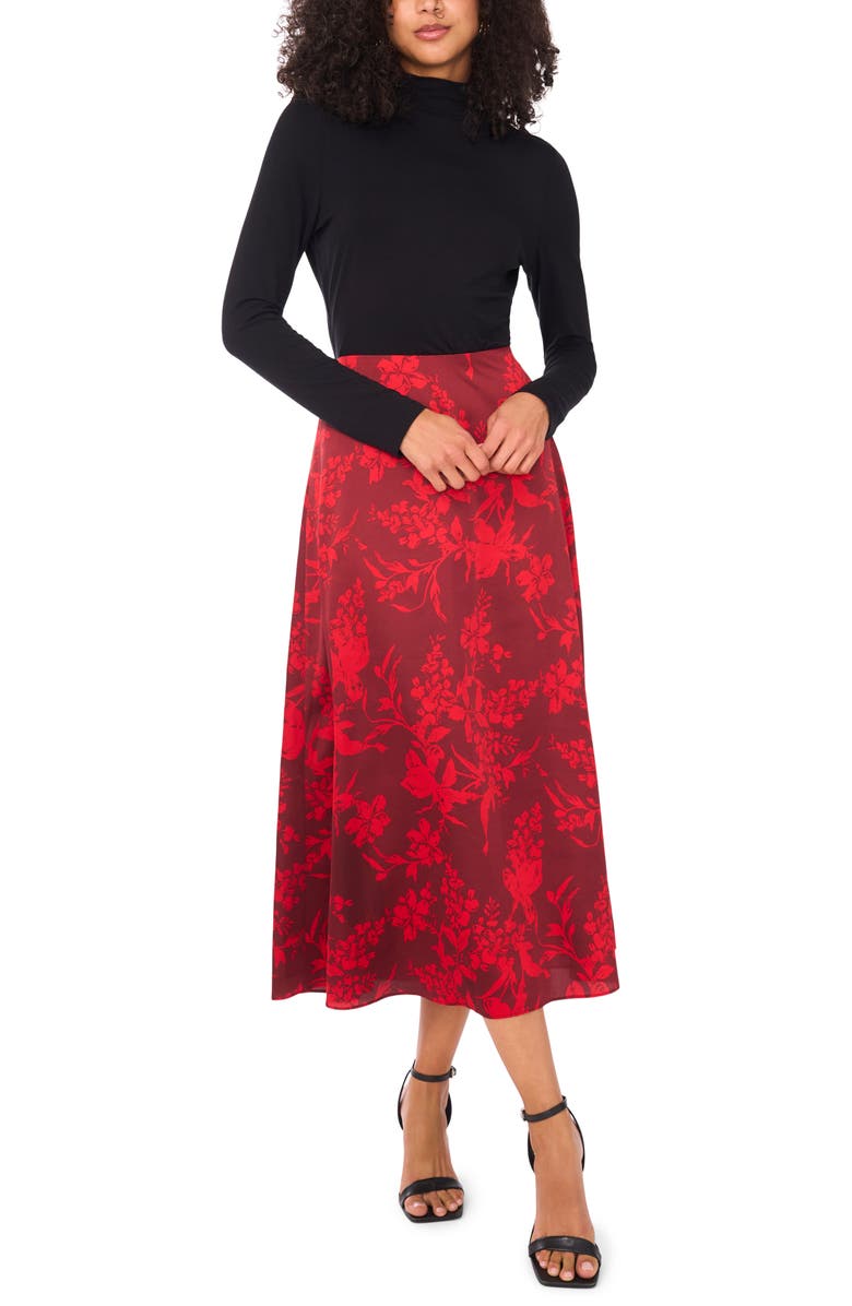 Vince Camuto Floral Bias Cut Midi Skirt, Alternate, color, 