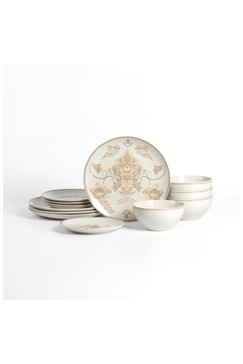 Opal Stoneware 12-Piece Dinnerware Set, Main, color, Beige